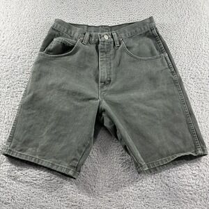 VINTAGE Wrangler Jorts‎ Mens 30 Green Denim Jean Shorts Earth Tones Retro 9" USA